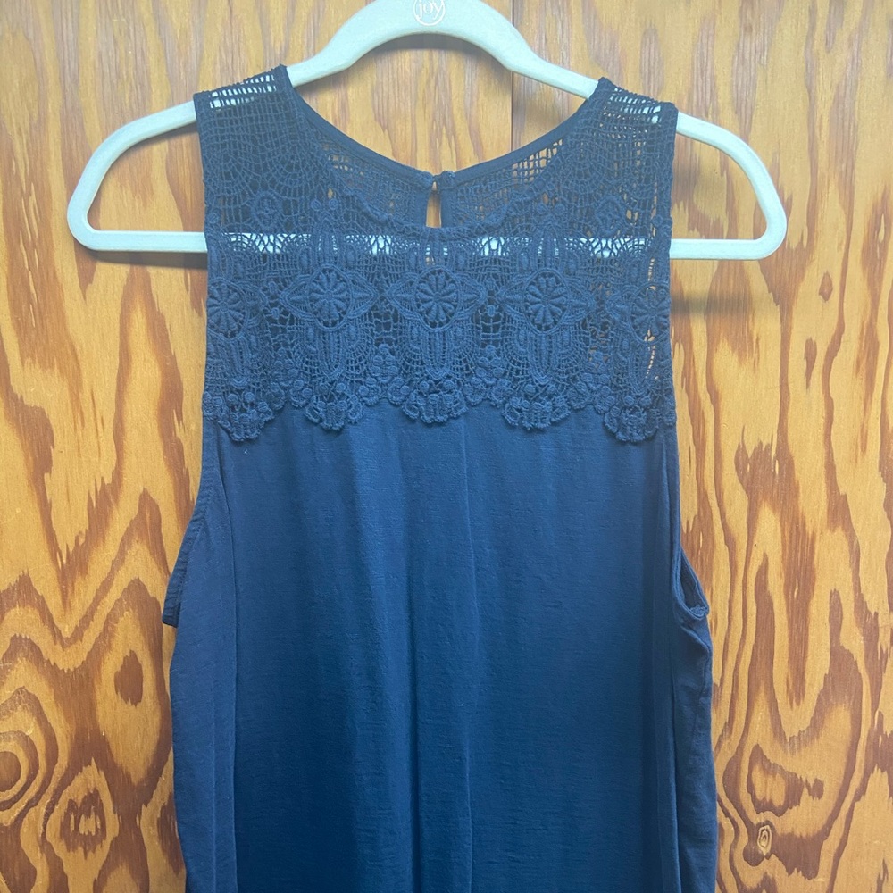 Navy tank with lace